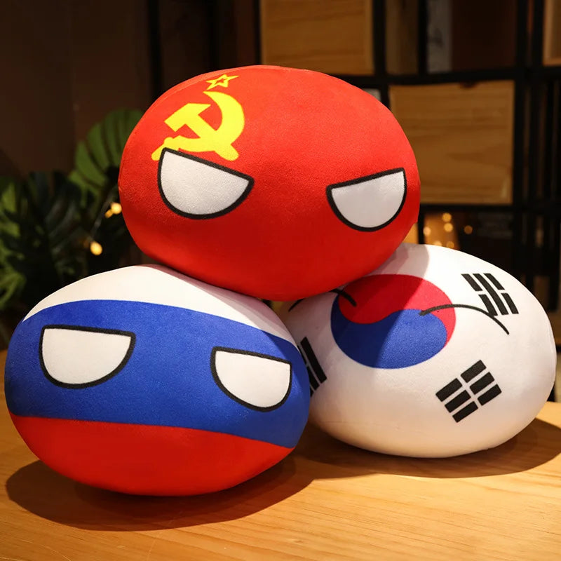 Polandball-juguetes de peluche de 10-40cm, Countryball, URSS, EE. UU., Francia, Rusia, Reino Unido, Japón, Alemania, CANANDA, Italia, muñeca Kawaii, almohada, lindo regalo para niño - CR mark