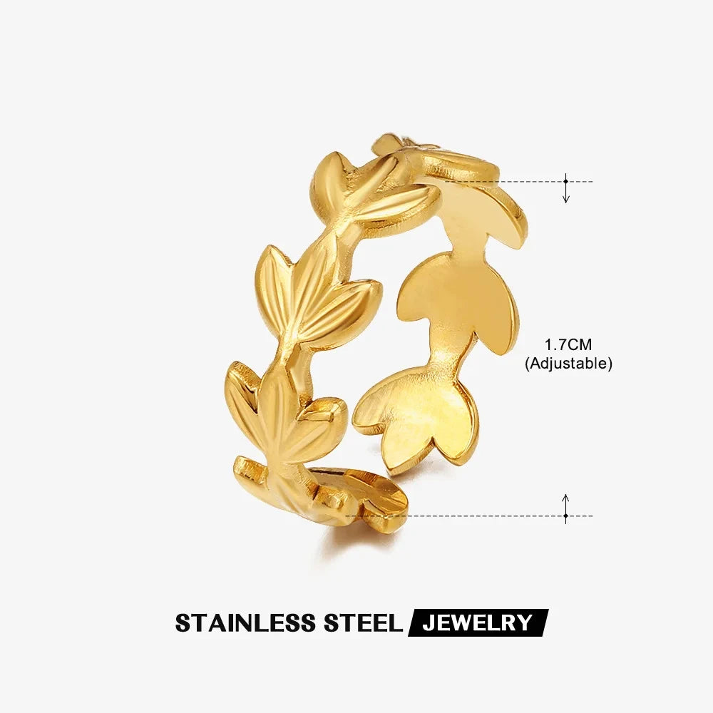 Anillos de concha de acero inoxidable 316L para mujer, anillos abiertos ajustables de Color dorado, joyería femenina, regalos de bodas, nueva moda