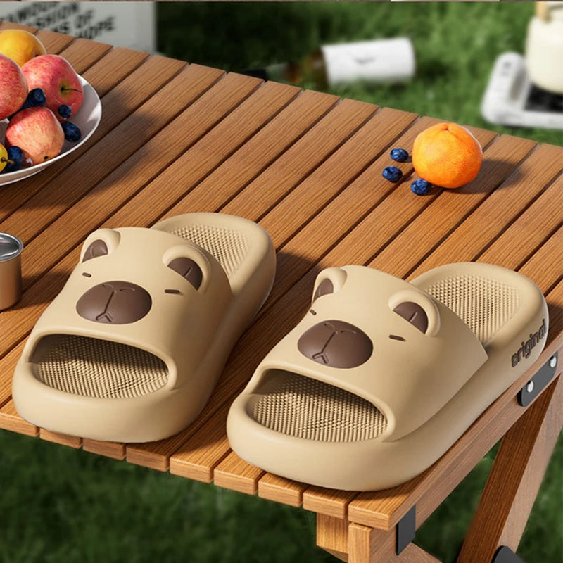 Capybara slippers with cute designs, non-slip slides for indoor and outdoor use, thick and soft EVA soles, Kawaii shoes