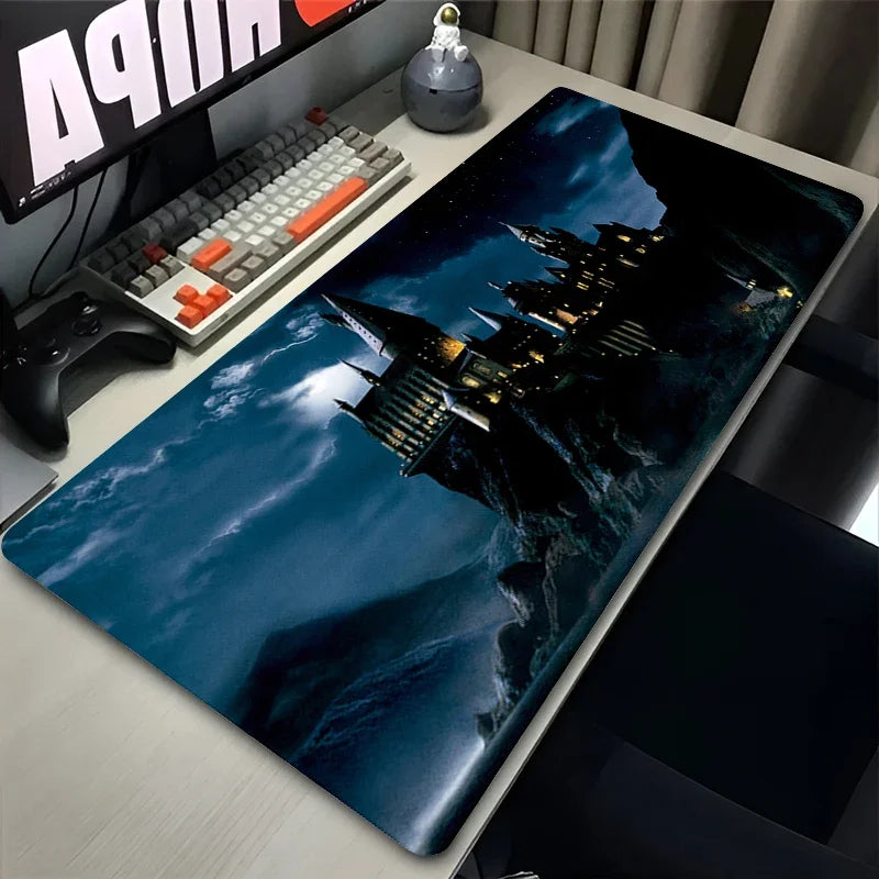 PC Mouse Pad, 900x400 Anime Castle Potters Mouse Pad, Extended Non-Slip Rubber Laptop Desk Mat, Gaming Cabinet, HD Keyboard