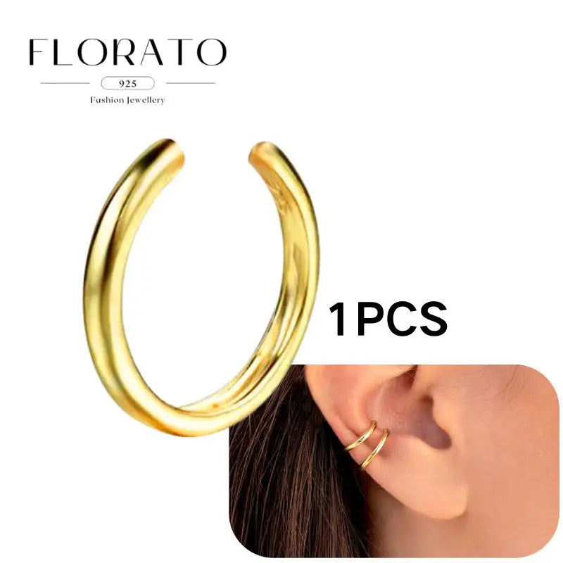 Chapado en oro de 24 quilates/925 plata cristal circón sin oreja Piercing Clips para las orejas minimalista CZ Clips para las orejas joyería de moda Popular para mujeres - CR mark