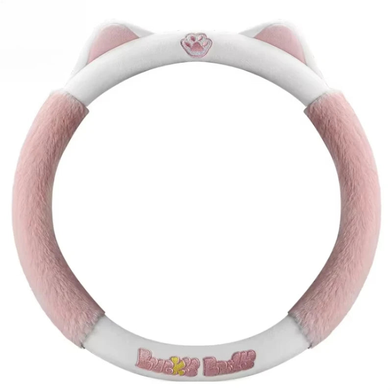 Funda para volante de gato de lana cálida de invierno: mujer, linda, antideslizante para automóviles