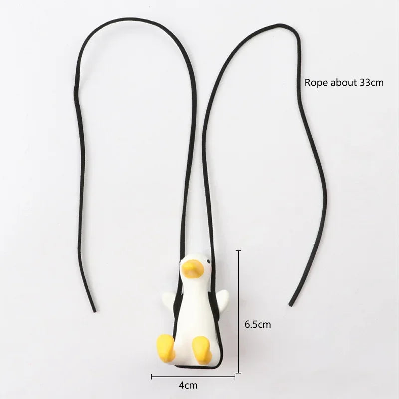 Cute Anime Car Accessory Plaster Swinging Duck Pendant Car Rearview Mirror Ornaments Birthday Gift Couple Accessories