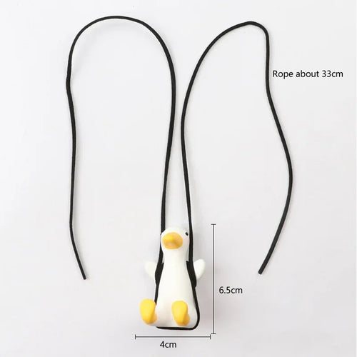 Cute Anime Car Accessory Plaster Swinging Duck Pendant Car Rearview Mirror Ornaments Birthday Gift Couple Accessories