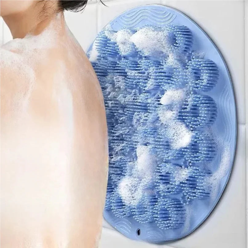 Exfoliating Shower Massage Scraper, Non-Slip Bath Mat for Bathroom, Back Massage Brush, Silicone Body Cleansing Bath Tool for Foot Washing