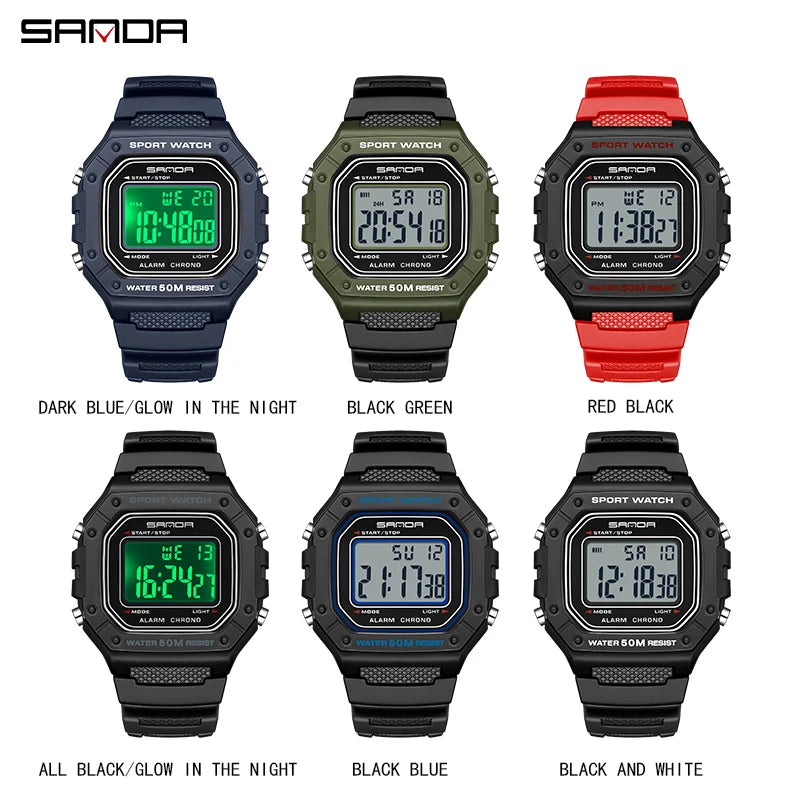 SANDA 2156 reloj de moda para hombre, relojes deportivos militares resistentes al agua, relojes de pulsera digitales Led con esfera grande del ejército, cronómetros para hombre - CR mark