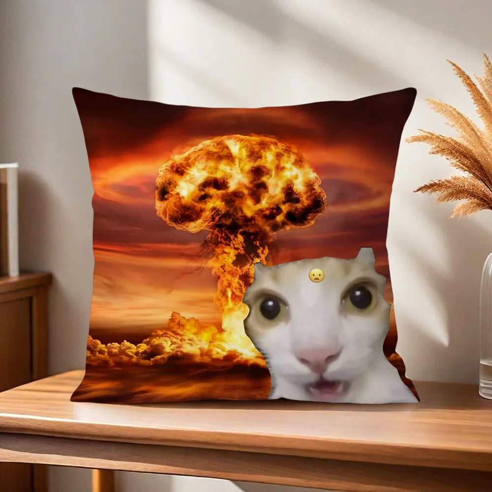 Comfortable and soft cushion cover, funny cat pillowcase for sofa, meme living room, home office decoration and protective covers