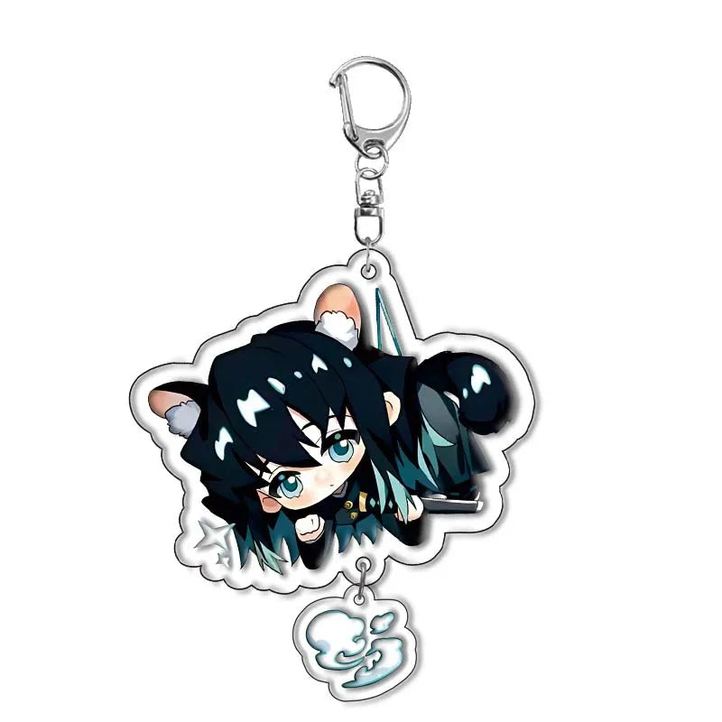 Demon Slayer Tanjiro Zenitsu Double-Sided Acrylic Keychain 5.5cm Anime Accessories