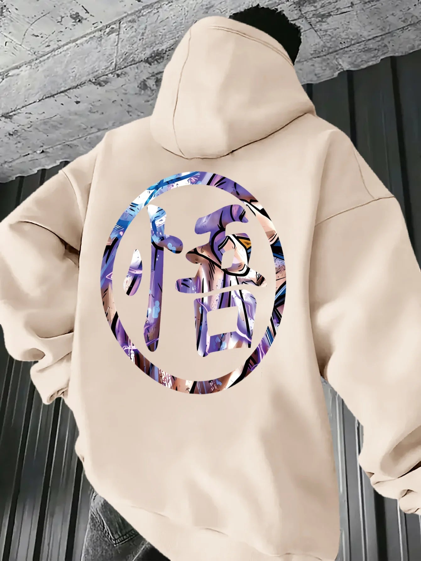 Men's Light Blue Japanese Anime Manga Graphic Hoodie - Casual Dragon and Ninja Print Pullover, All-Season Comfort