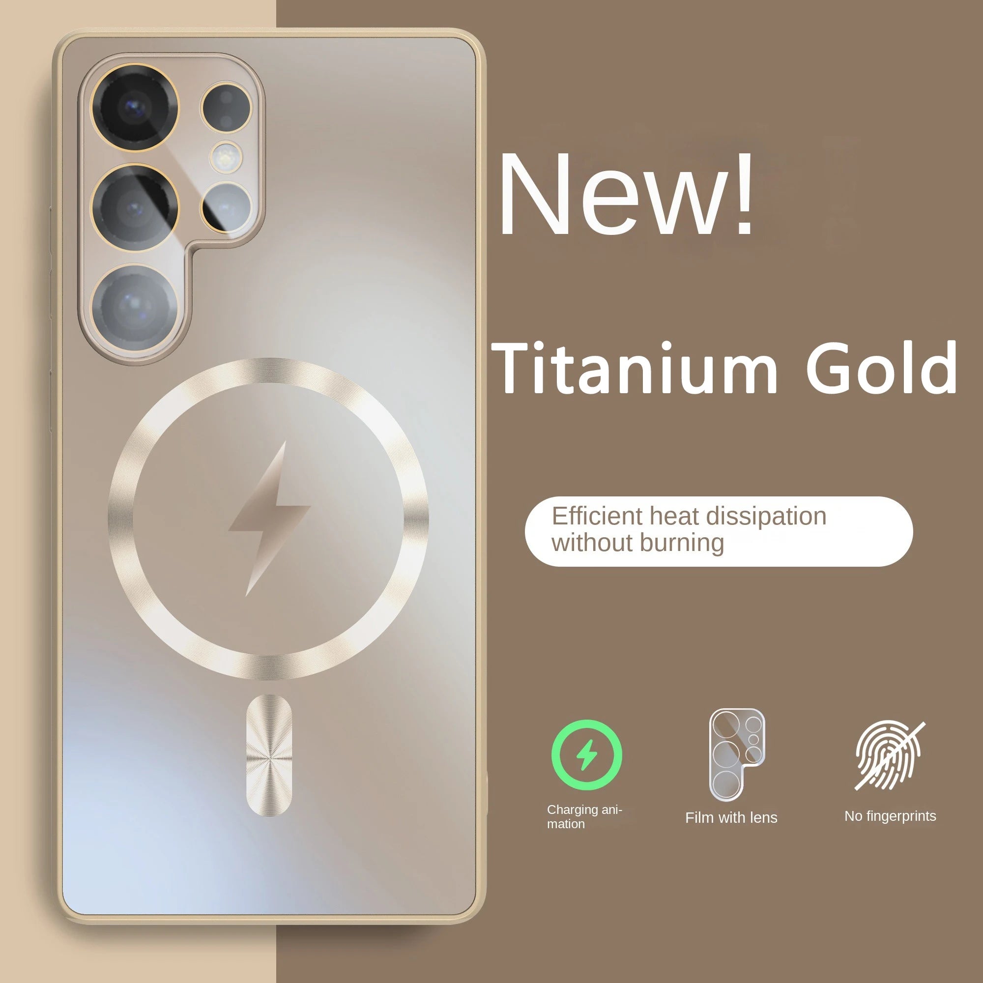 AG Ultra-Thin Matte Magnetic Case for MagSafe, Shockproof Glass Lens Protector for Samsung Galaxy S25 S24 S23 Ultra Plus