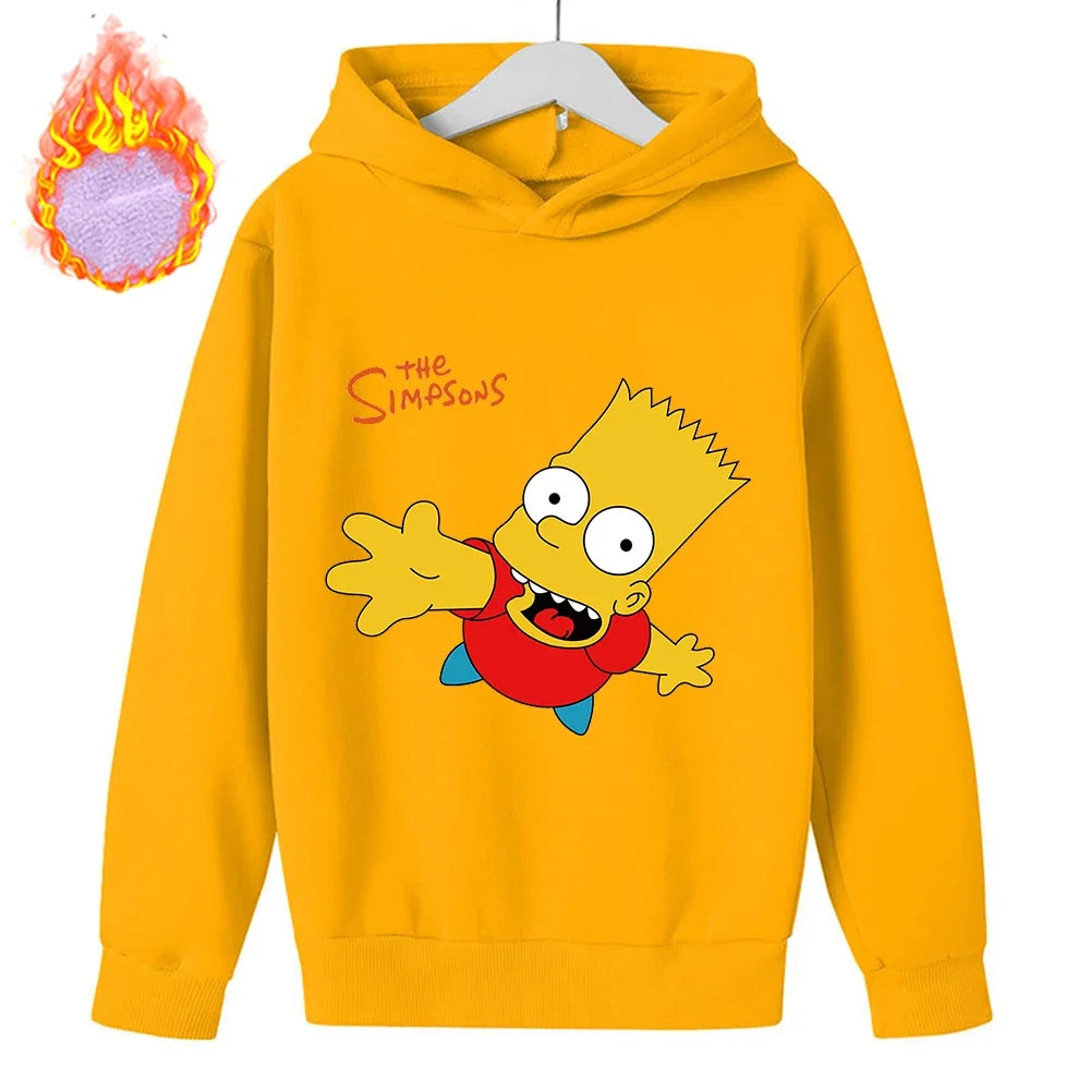 Sudaderas con capucha de Los Simpson para niños, sudadera de lana Y2k, Sudadera con capucha de felpa a la moda, ropa con patrón de Anime, regalo para niños