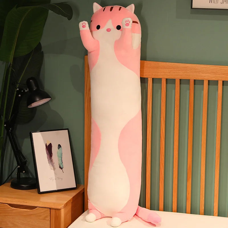 50/70/90/110/130cm Fun Cheerful Cute Soft Long Cat Plush Toy Pause Office Nap Pillow Bed Sleeping Home Decor Doll for Kids Girl Gift