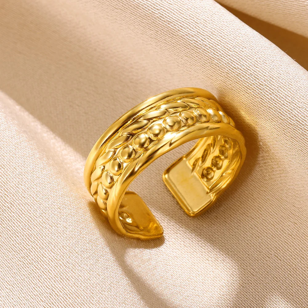 Anillos de concha de acero inoxidable 316L para mujer, anillos abiertos ajustables de Color dorado, joyería femenina, regalos de bodas, nueva moda