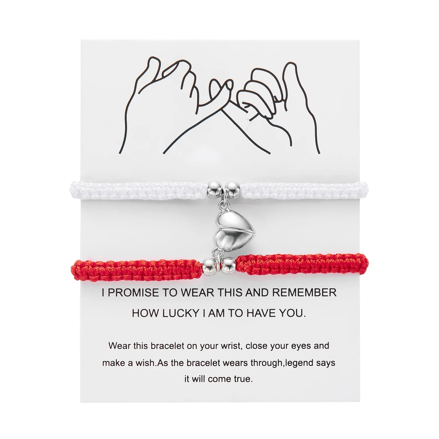 Handmade heart magnet bracelet for women and men, fashionable adjustable braided bracelet for couples, bestie friendship jewelry sets for lovers