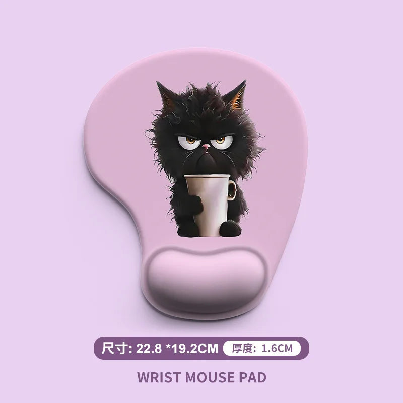 Cartoon Animal Mouse Pad, Comfortable Soft Silicone Wrist Support Pad, Durable Ergonomic Mouse Mat for Home Office Computer