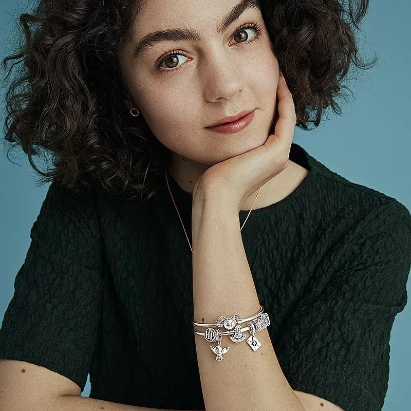 Cuentas MINISO de Plata de Ley 925 para pulseras de Potter de Harry 3mm originales 925, colgante para mujer, joyería DIY, regalos - CR mark