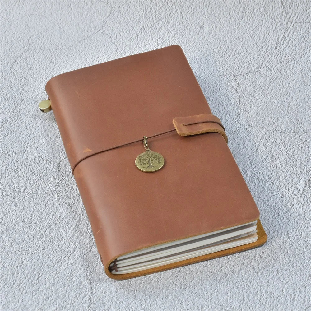 100% Genuine Leather Journal, Refillable Travel Notebook, Retro, Handmade, Sketchbook, Personalized Gift for School and Office