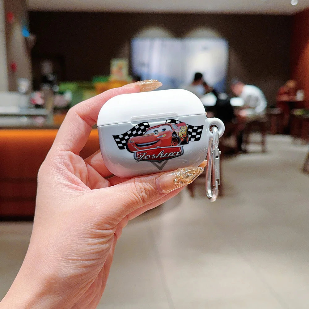 Lightning McQueen Shockproof Protective Glossy HD Hard PC Earphone Case for AirPods 1 2 3 4 Pro Pro2 with Metal Hook