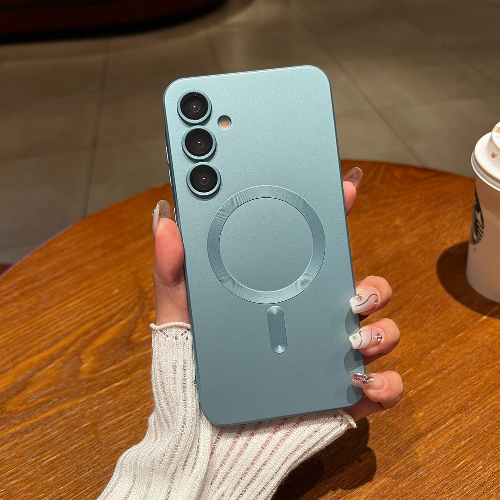 Matte Lens Protective Case for Magsafe Samsung Galaxy S24 S23 S22 S21 A05 A06 A16 A26 A36 A56 A15 A25 A35 A55 A14 A24 A34 A54