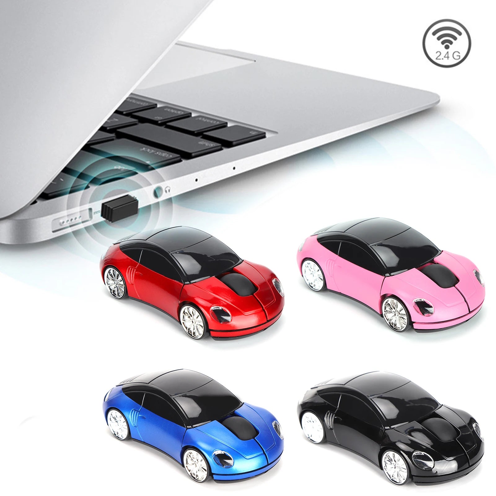 Portable Car Mouse, 2.4G Smart Wireless Car Mouse with USB Receiver for Office, Laptop, Tablet