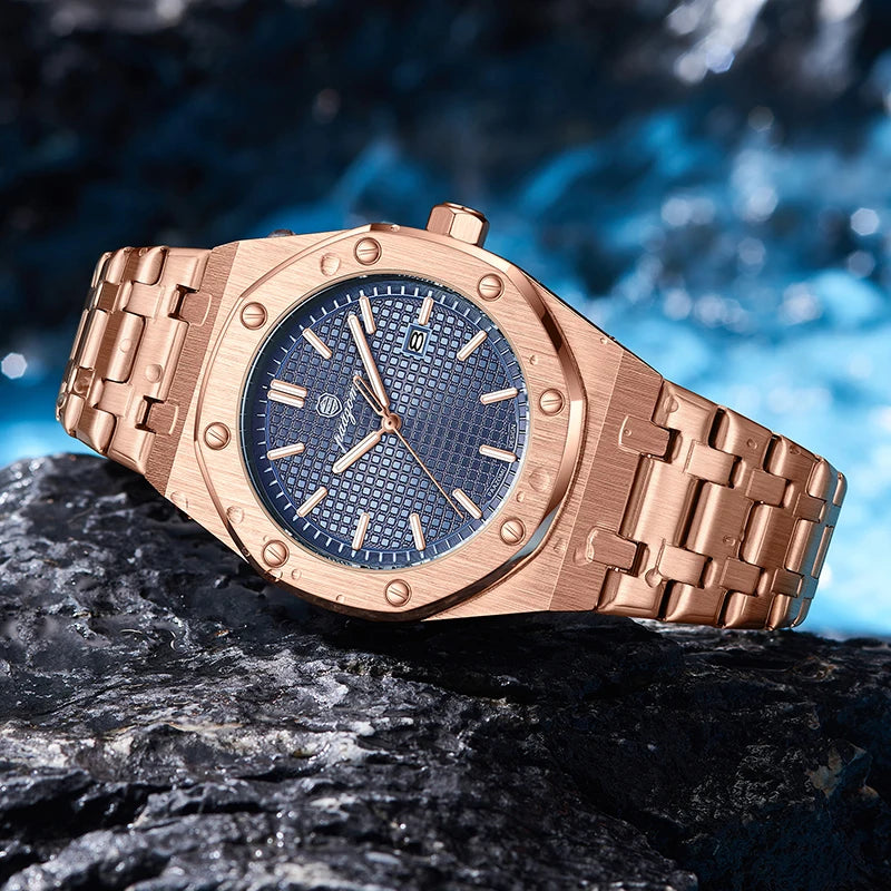 PAAZOMU, reloj Original de alta calidad para hombre, resistente al agua, fecha luminosa, reloj de lujo para hombre, relojes de cuarzo de acero inoxidable para hombre + caja - CR mark