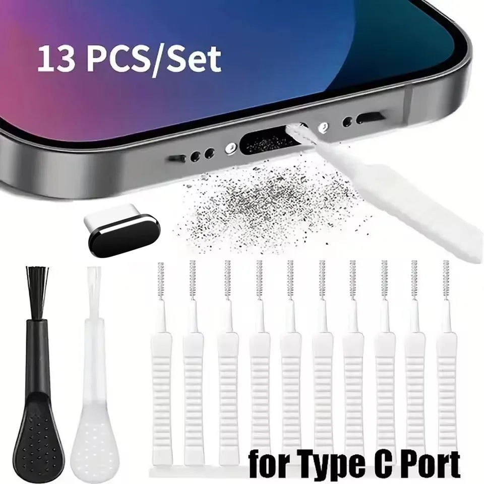 Mobile Phone Speaker Charging Port Cleaning Kit, Dust Plug for iPhone 16 15 14, Earphone Cleaning Kit, Brush for Samsung Xiaomi